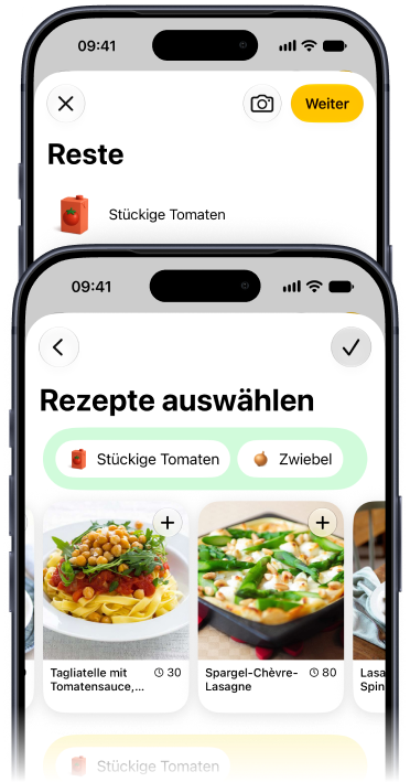 Reste in Plantry eingeben und Rezepte auswählen, die sie aufbrauchen