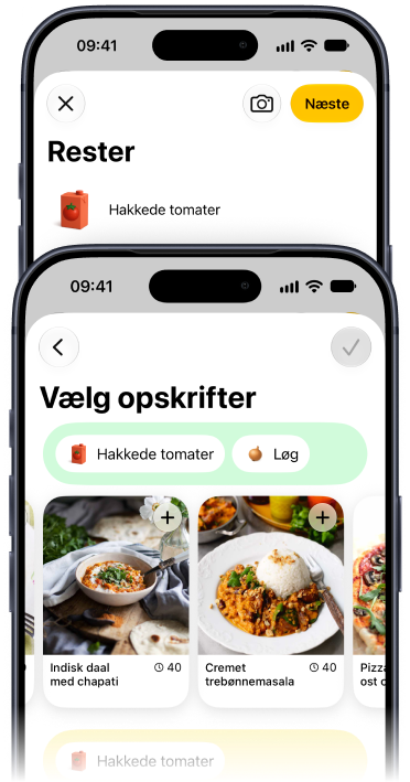 Indtastning af rester i Plantry og valg af opskrifter, der bruger dem