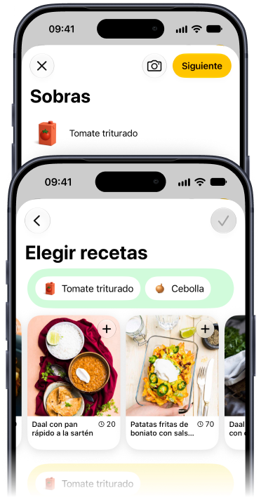 Escribir las sobras en Plantry y elegir las recetas que las aprovechan