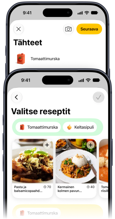 Tähteiden kirjaaminen Plantryssa ja niitä hyödyntävien reseptien valitseminen
