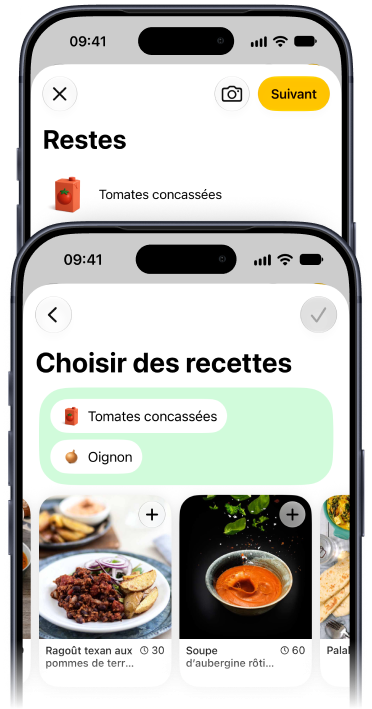 Saisir ses restes dans Plantry et choisir les recettes qui les utilisent