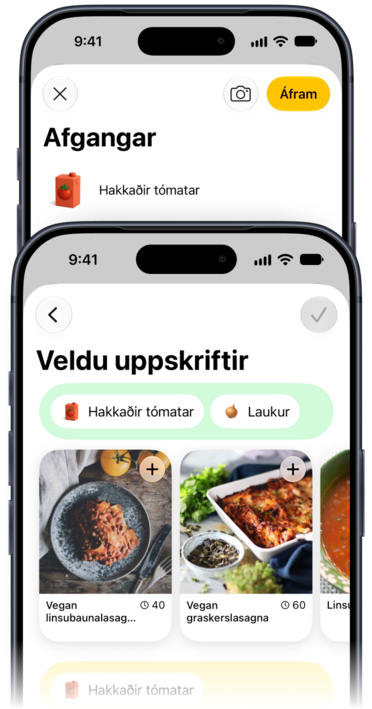Afgangar skráðir í Plantry og uppskriftir valdar sem nýta þá