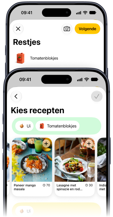 Restjes invoeren in Plantry en recepten kiezen die ze opmaken