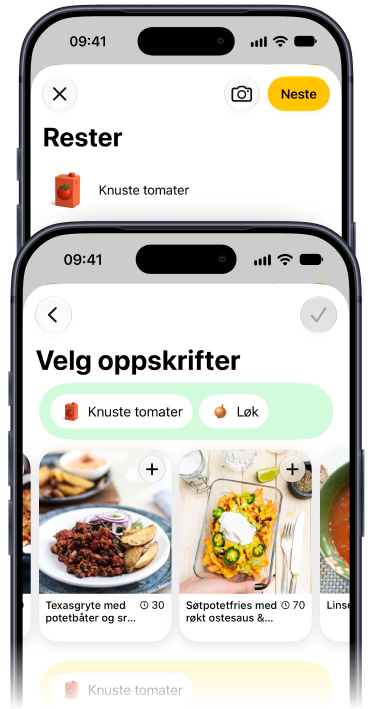 Skrive inn rester i Plantry og velge oppskrifter som bruker dem