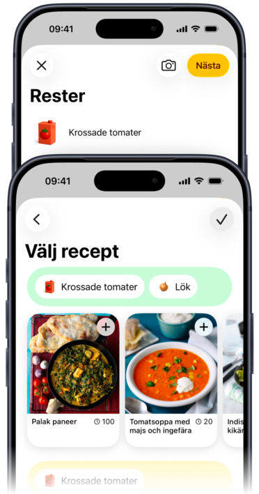 Skriva in rester i Plantry och välja recept som använder dem