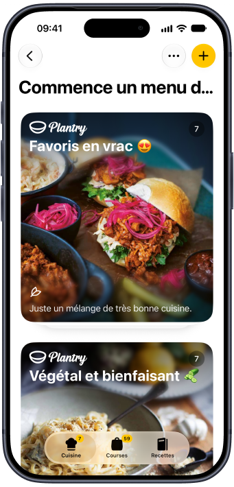 Parcourir les menus de la semaine tout prêts dans Plantry