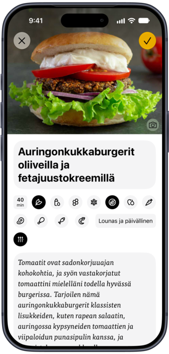Verkosta tallennettu auringonkukansiemenburgerin resepti Plantryssa
