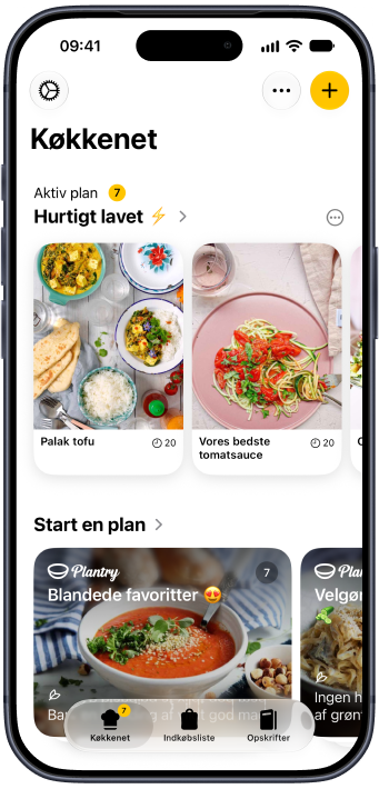 Køkkenet i Plantry med ugens aktive madplan