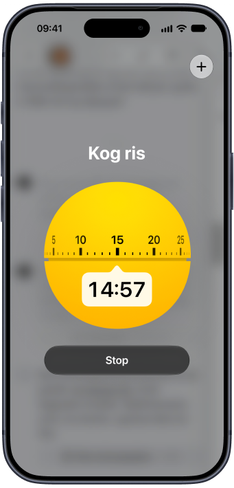 En timer i gang i en opskrift i Plantry