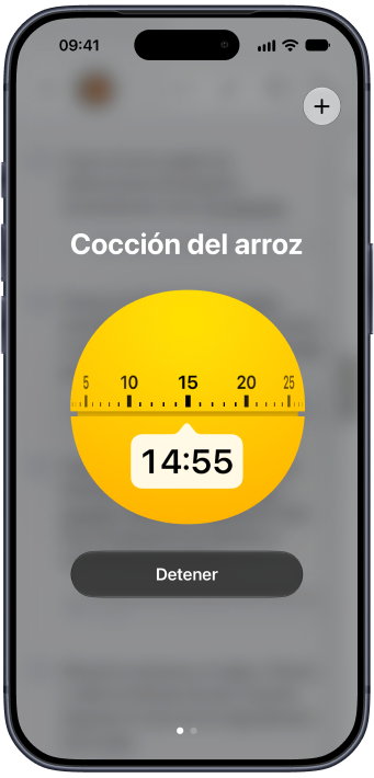 Un temporizador en marcha en una receta de Plantry