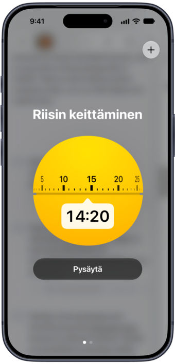 Käynnissä oleva ajastin Plantryn reseptissä