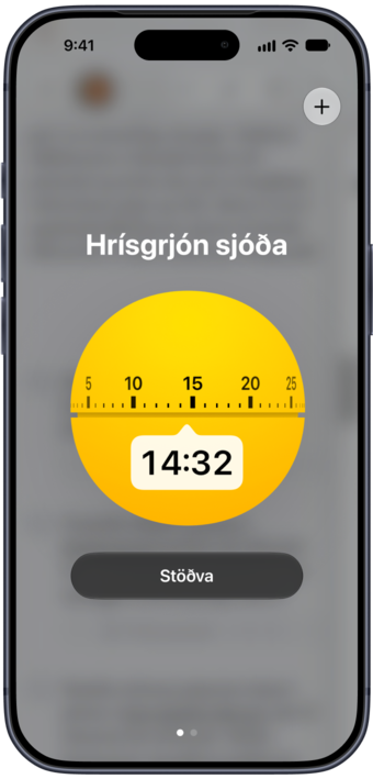 Tímamælir í gangi í uppskrift í Plantry