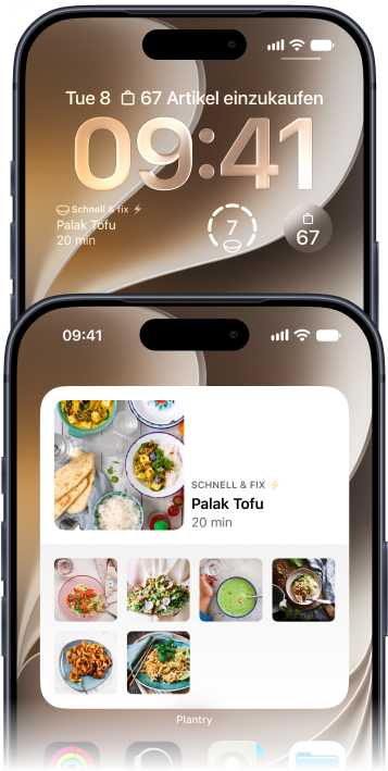 Plantry-Widgets auf dem Sperr- und Home-Bildschirm des iPhone