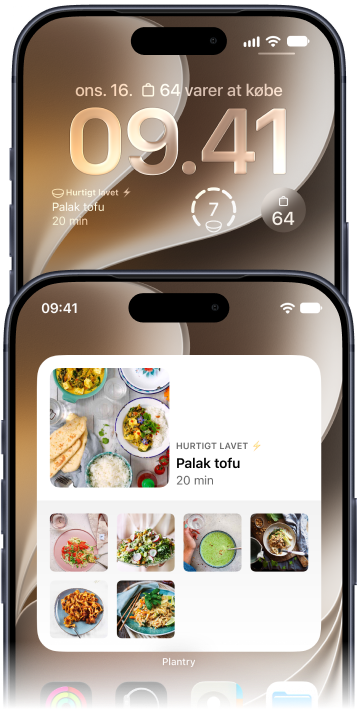 Plantry-widgets på iPhonens låseskærm og hjemmeskærm